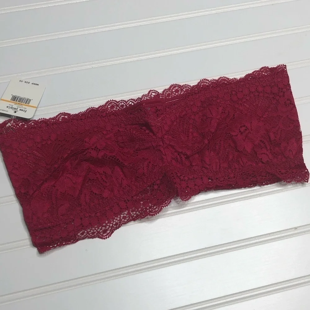 Free People Lacey Looks Bandeau burgundy NWT small